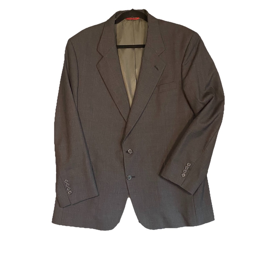 Jos A Bank Sport Coat Men's 44R Wool Houndstooth Plaid Two Button Single Vented‎